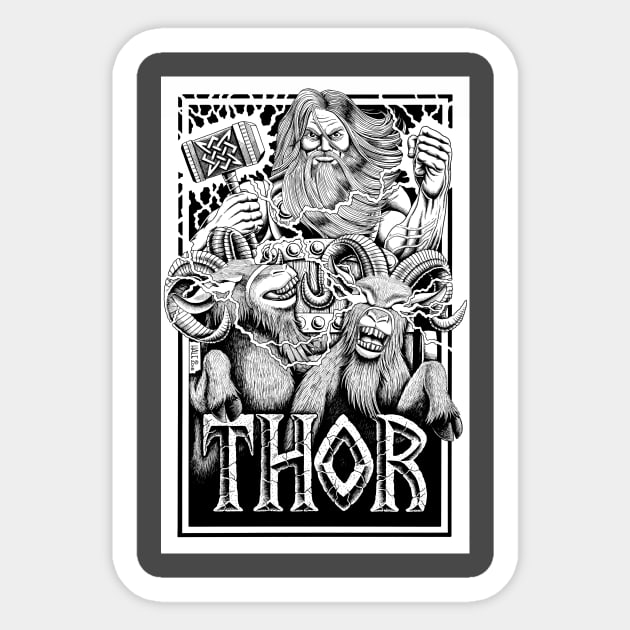 Thor - the god of thunder – black and white Sticker by Stolencheese